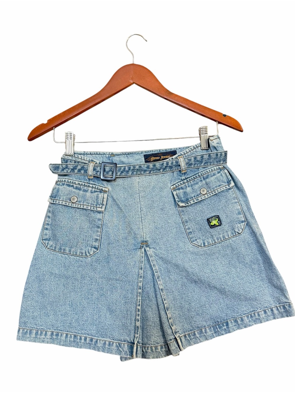 Vintage Guess Jeans Made in USA Denim Skort Utility Pocket Y2K Mini Skirt
